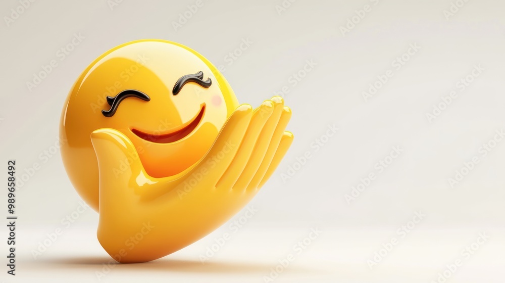 Poster A cheerful emoji with a hand gesture, symbolizing joy and positivity.