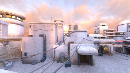 石造りの街並み　3DCGレンダリング