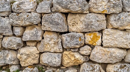 A close-up of a rustic stone wall showcasing various textured stones.