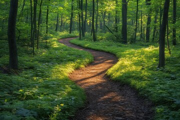 Fototapeta premium Winding Path Through a Lush Green Forest