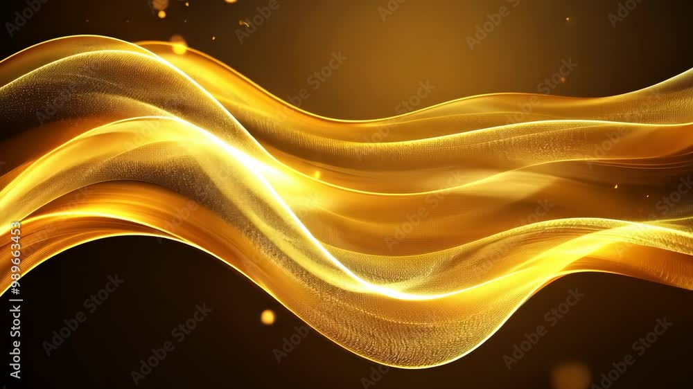 Poster a golden wave flows against a dark background, creating a striking and elegant abstract design