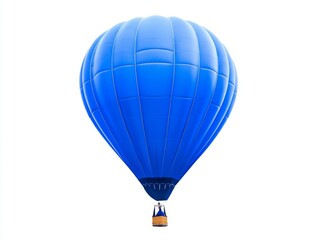 Fototapeta premium A stunning blue hot air balloon soars gracefully against a pure white background, capturing the essence of adventure and the serenity of flight, enchanting viewers with its vibrant color.