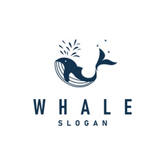 Obraz premium Whale logo design silhouette animal giant fish orca sea concept simple template illustration