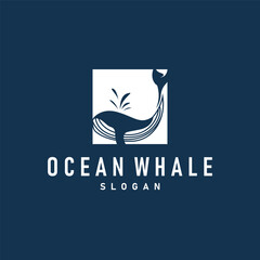 Whale logo design silhouette animal giant fish orca sea concept simple template illustration © Mayliana