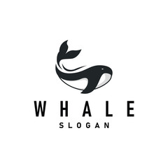 Whale logo design silhouette animal giant fish orca sea concept simple template illustration © Mayliana