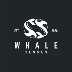 Fototapeta premium Whale logo design silhouette animal giant fish orca sea concept simple template illustration