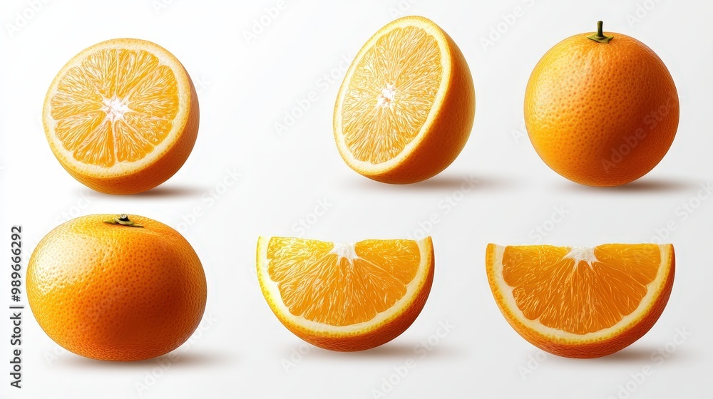 Aufkleber fresh orange collection in minimal vector design on transparent background for graphic design mockup