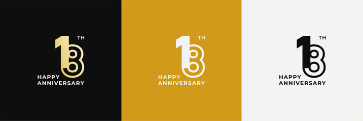 Logo 18th, 18 years anniversary, Creative design template for celebration, birthday and invitation. Editable file