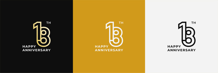 Logo 18th, 18 years anniversary, Creative design template for celebration, greeting and invitation. Editable file