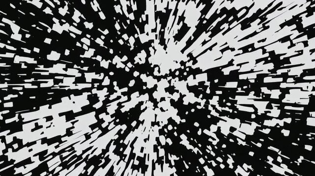 Abstract black and white pattern with geometric shapes.