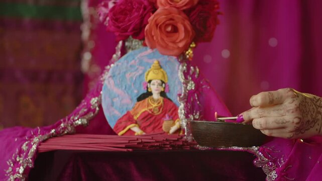Ritual of offering to the Hindu goddess Parvati