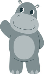 Childish Hippo Waving