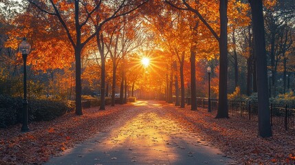 Fototapeta premium Autumnal Path Sunrays
