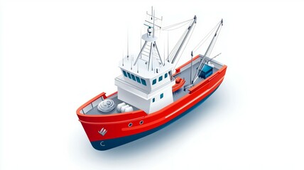 Naklejka premium A large red boat with a white top