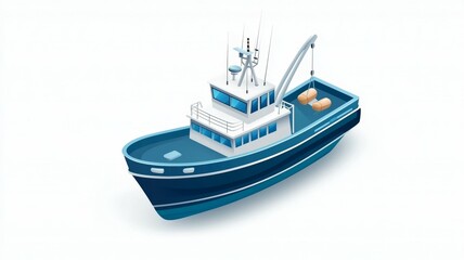 Obraz premium A blue boat with a white top and a white bottom