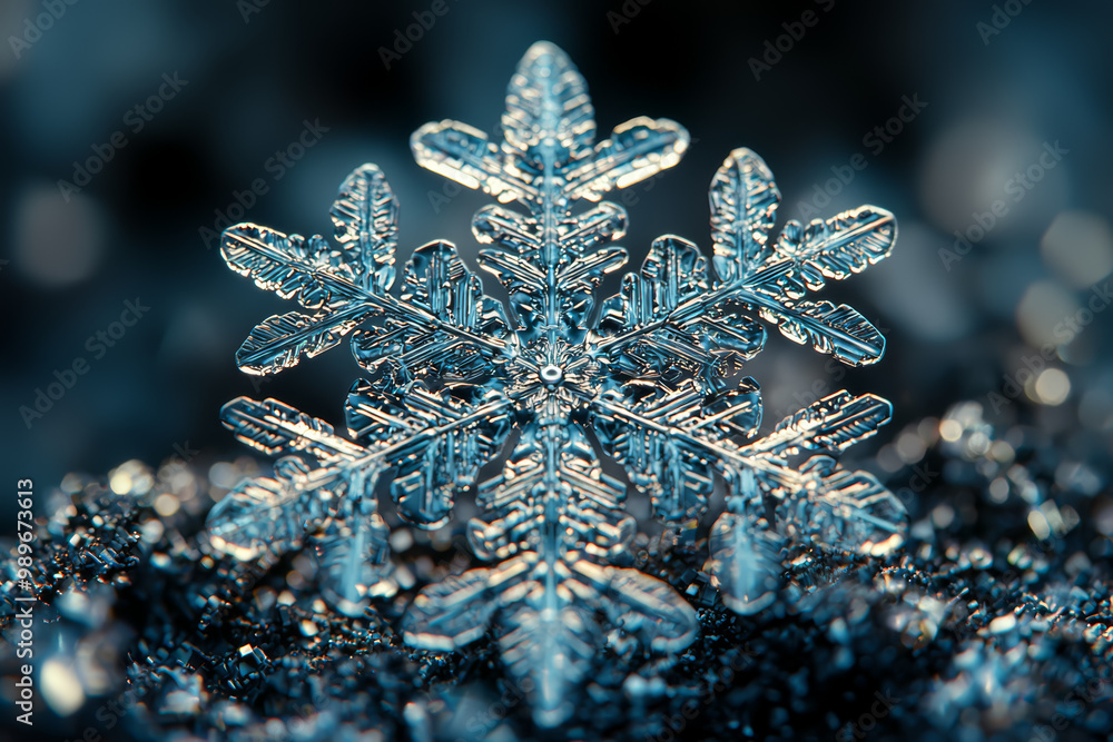 Canvas Prints an incredibly detailed close-up of a snowflake on a dark background, showcasing its intricate patter