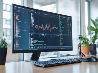 Minimalist data visualization on a clean monitor.


