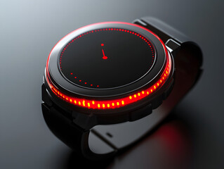 Simple, glowing smart watch interface showing the time.


