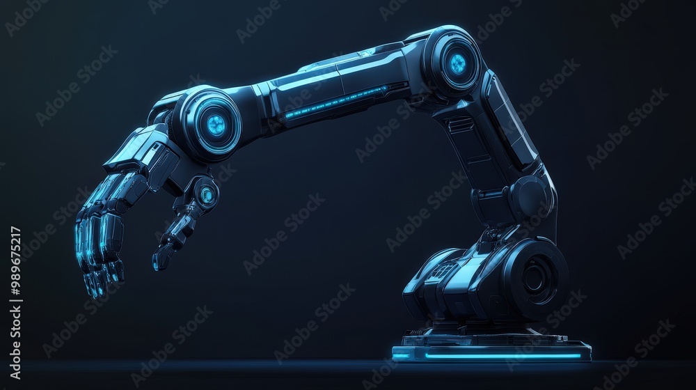 Aufkleber futuristic robotic arm: 3d render of precise engineering in 2d flat vector art