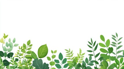 Obraz premium Fresh Greenery Border on White Background