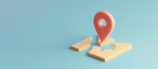 A map of a beach with a red and orange pin on it