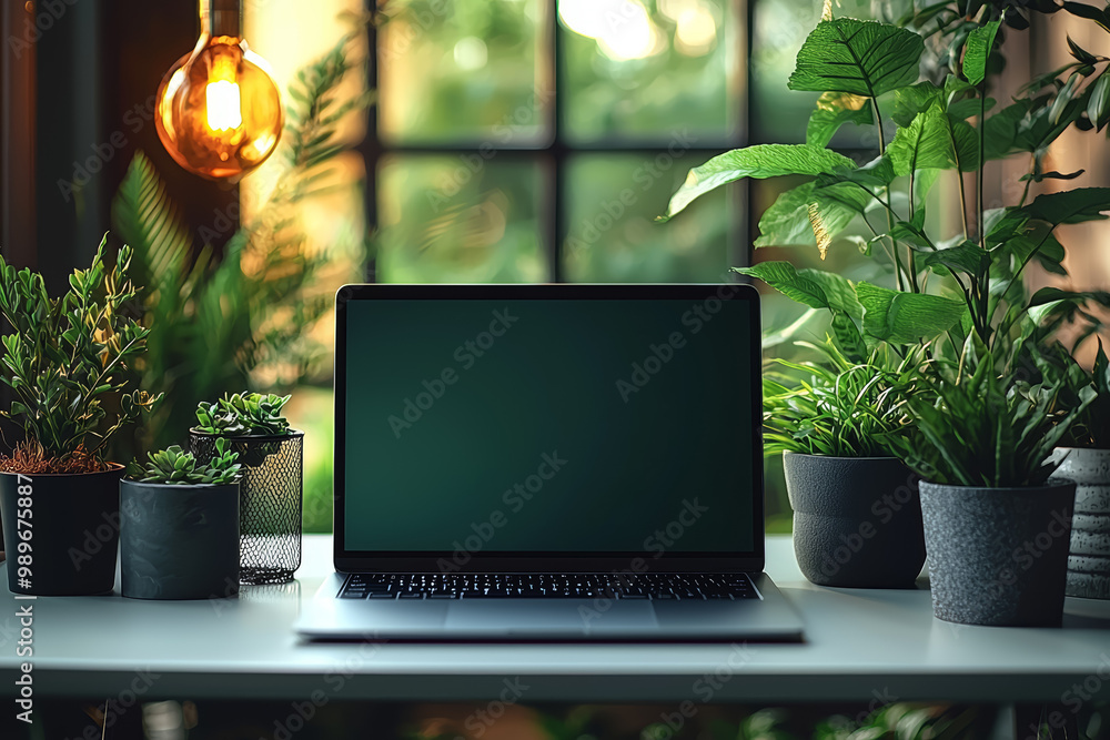 Poster a minimalist laptop on a pristine desk with no other items, illustrating the simplicity and focus of