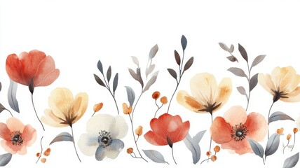 Delicate Watercolor Floral Border Design