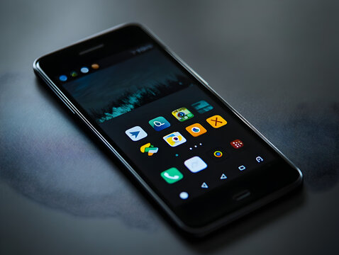 Smartphone with a simple app interface displayed.


