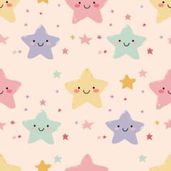 Whimsical pastel star pattern for children's designs. AI