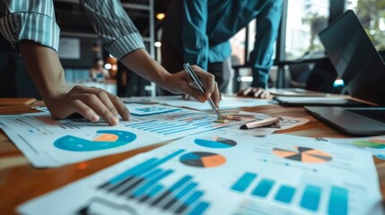 Fototapeta premium business plan analysis with financial data and business growth charts generative ai