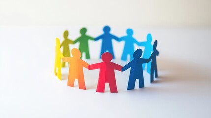 Diversity concept of colorful paper people standing and connecting in the business world