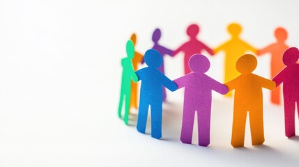 Diversity concept of colorful paper people standing and connecting in the business world