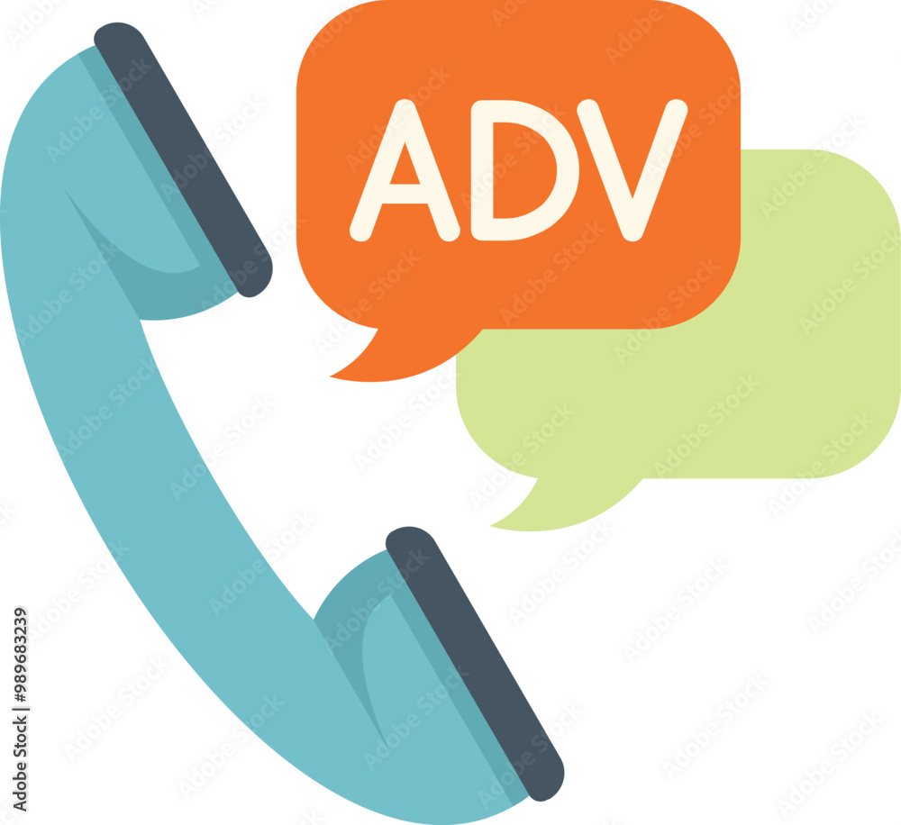 Poster phone advertising with speech bubble showing new message with adv text