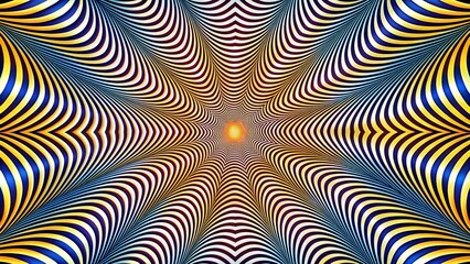 An optical illusion with interlocking black and white spirals