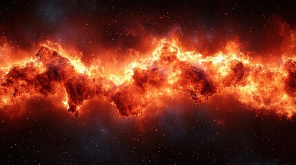 Fototapeta premium A blazing inferno of cosmic fire dancing across a star-studded expanse of night