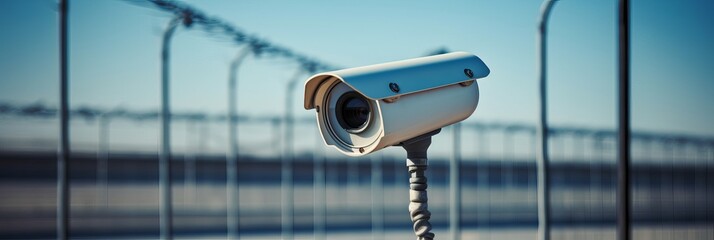 Security camera overlooking a fenced area during broad daylight at a monitoring site