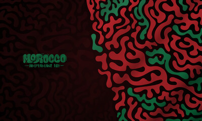 Morocco independence day background design with red and green ethnic pattern design