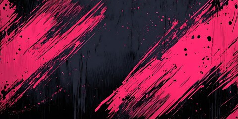 Abstract pink and black paint splatter background.