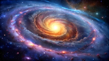 A swirling galaxy with stars and nebula in rich colors
