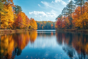 Autumn Reflections on a Still Lake
