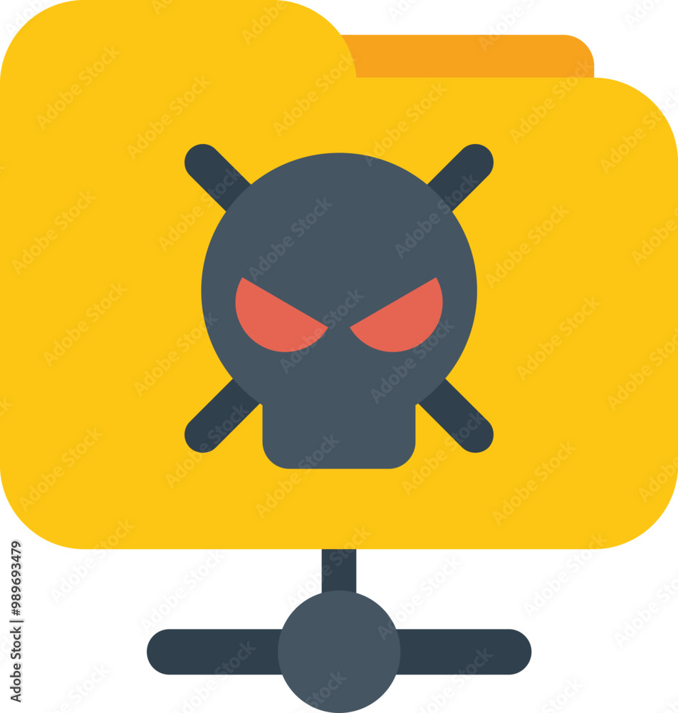 Poster shared folder infected with virus displaying skull and crossbones warning sign, a shared folder infe