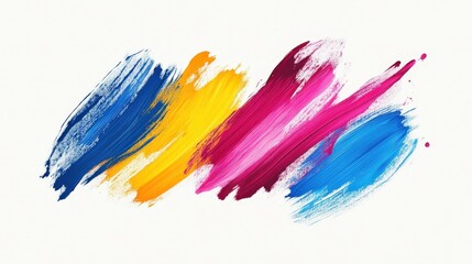 Vibrant Abstract Acrylic Paint Strokes - Minimalist Vector Illustration on White Background
