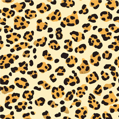 A seamless vector pattern with classic leopard spots in a flat design. Ideal for fashion, textile prints, or accessories.
