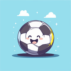 Playful cartoon soccer ball with a cute smiley face, perfect for kids-themed illustrations, apps, or sports-related digital projects.