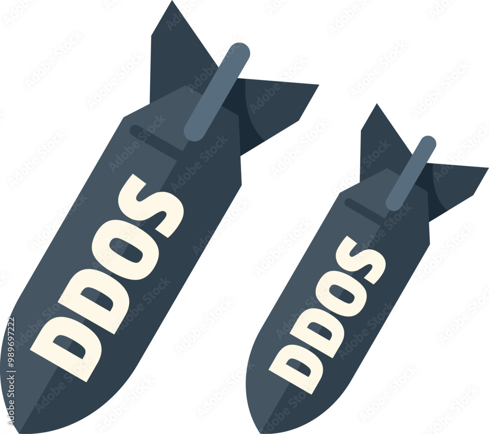 Poster two bombs falling representing a distributed denial of service cyber attack