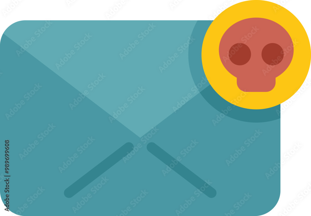 Poster flat design icon of a virus threat in an email inbox