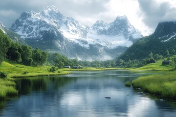 Fototapeta premium Mountain Lake Landscape