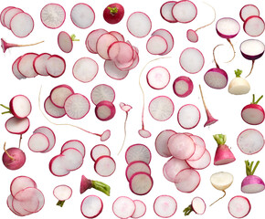 Radish slices collection - Ready to use Premium PNG Cutout isolated image.
