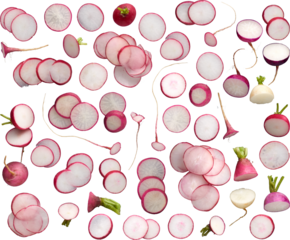 Radish slices collection - Ready to use Premium PNG Cutout isolated image.