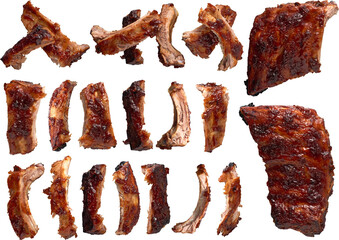 BBQ ribs collection - Ready to use Premium PNG Cutout isolated image.